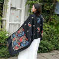 Elegant Muslim Embroidered Women Wool Scarf